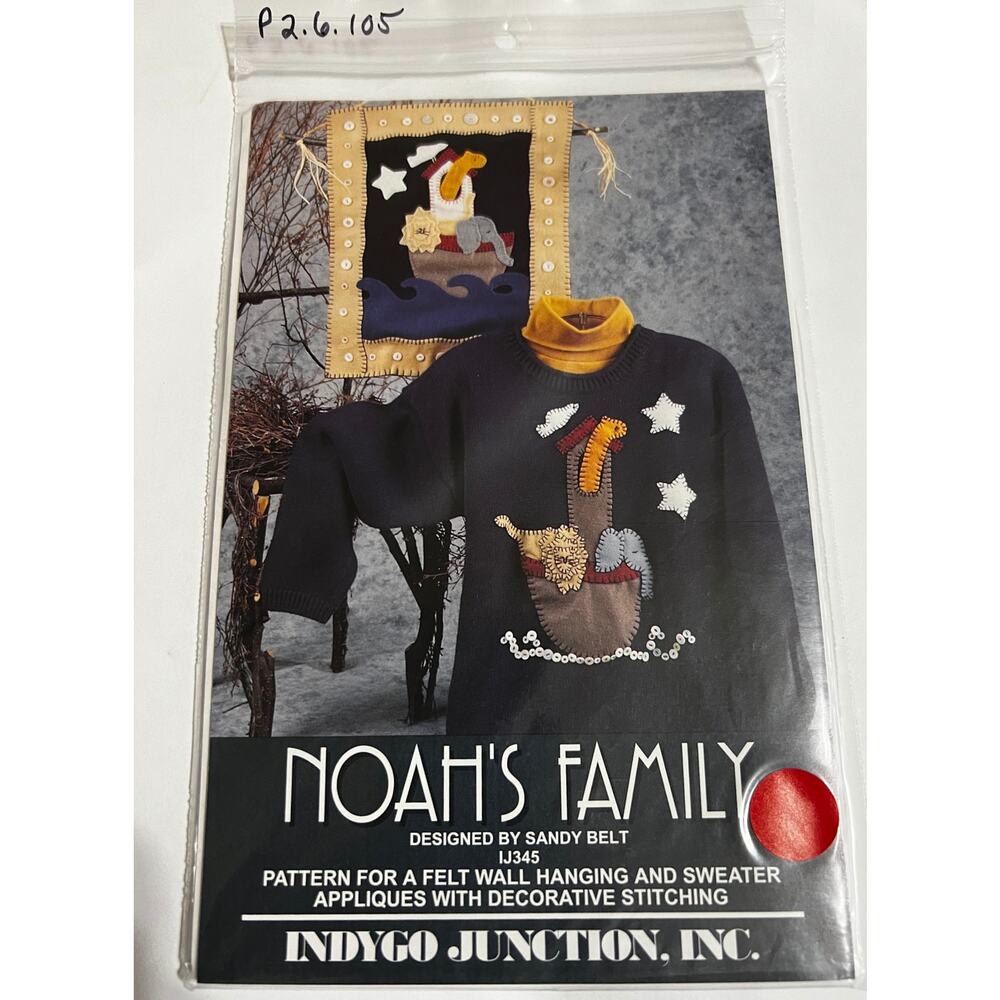NEW Indygo Junction-Noah's Family Felt Wall Hanging Sweater Applique Pattern
